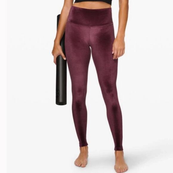 Lululemon Legging 6 Deep Maroon Wunder Under Special Edition Velvet Garnet - Picture 2 of 11